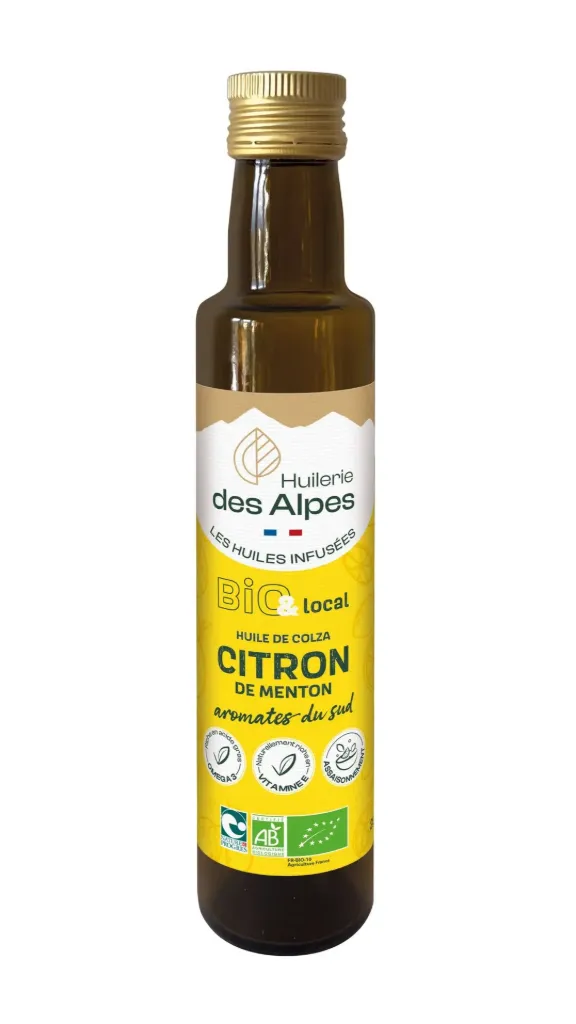 Huile de colza BIO Infusée - Citron de Menton IGP - Aromates de Provence